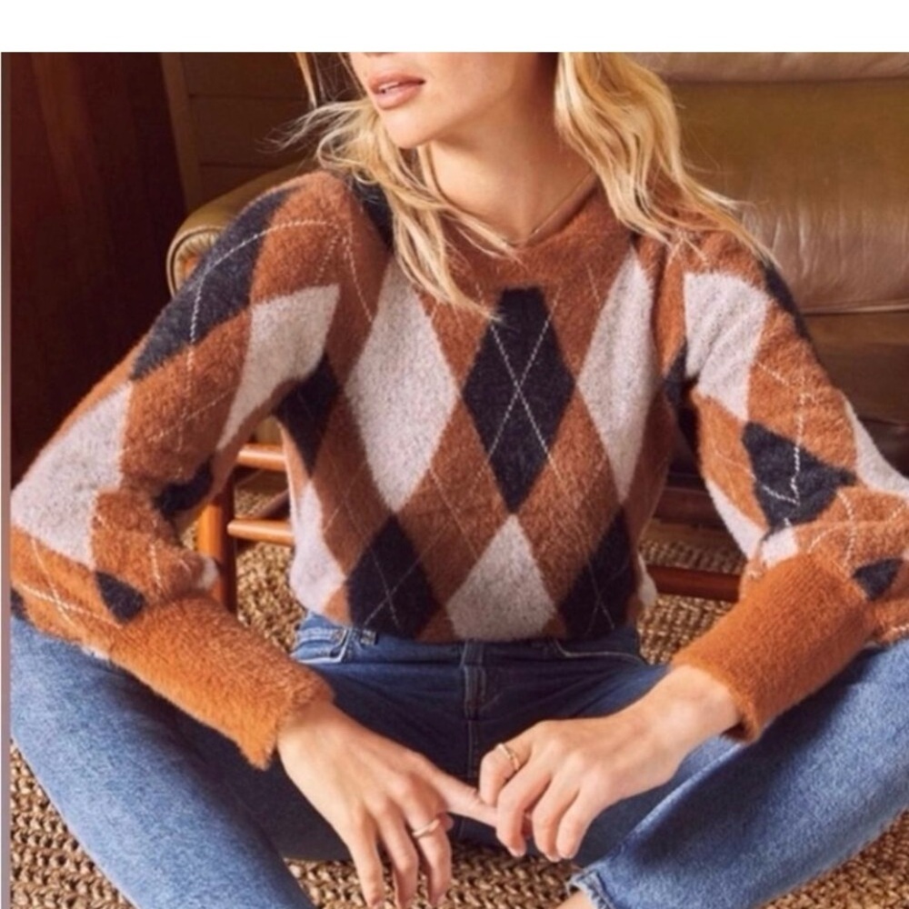 Evereve Frankie argyle sweater L